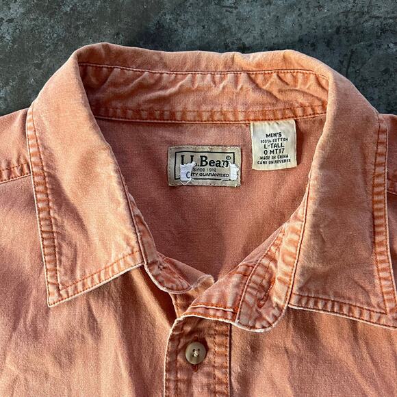 L.L. Bean Men's Large Tall Faded Terracotta Cotton Canvas Work Shirt - Picture 3 of 8